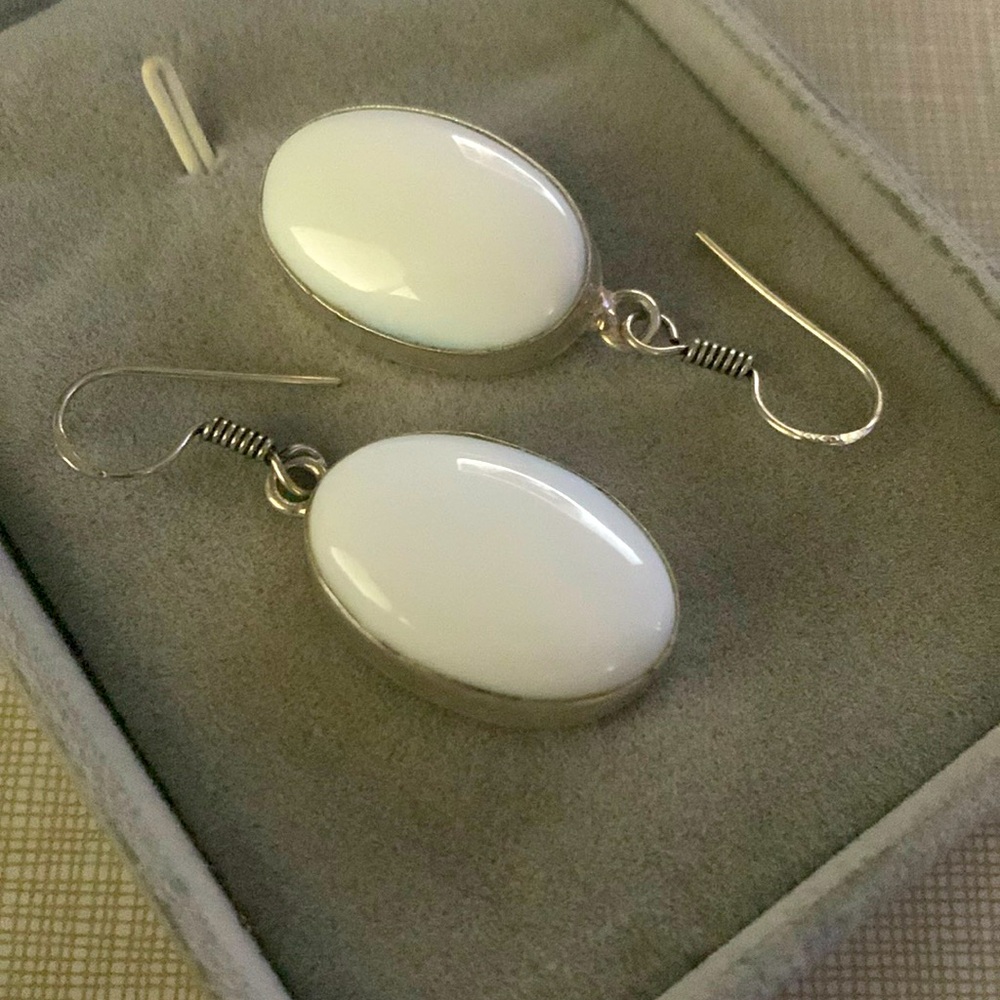 Artisan handcrafted Asian white coral earrings